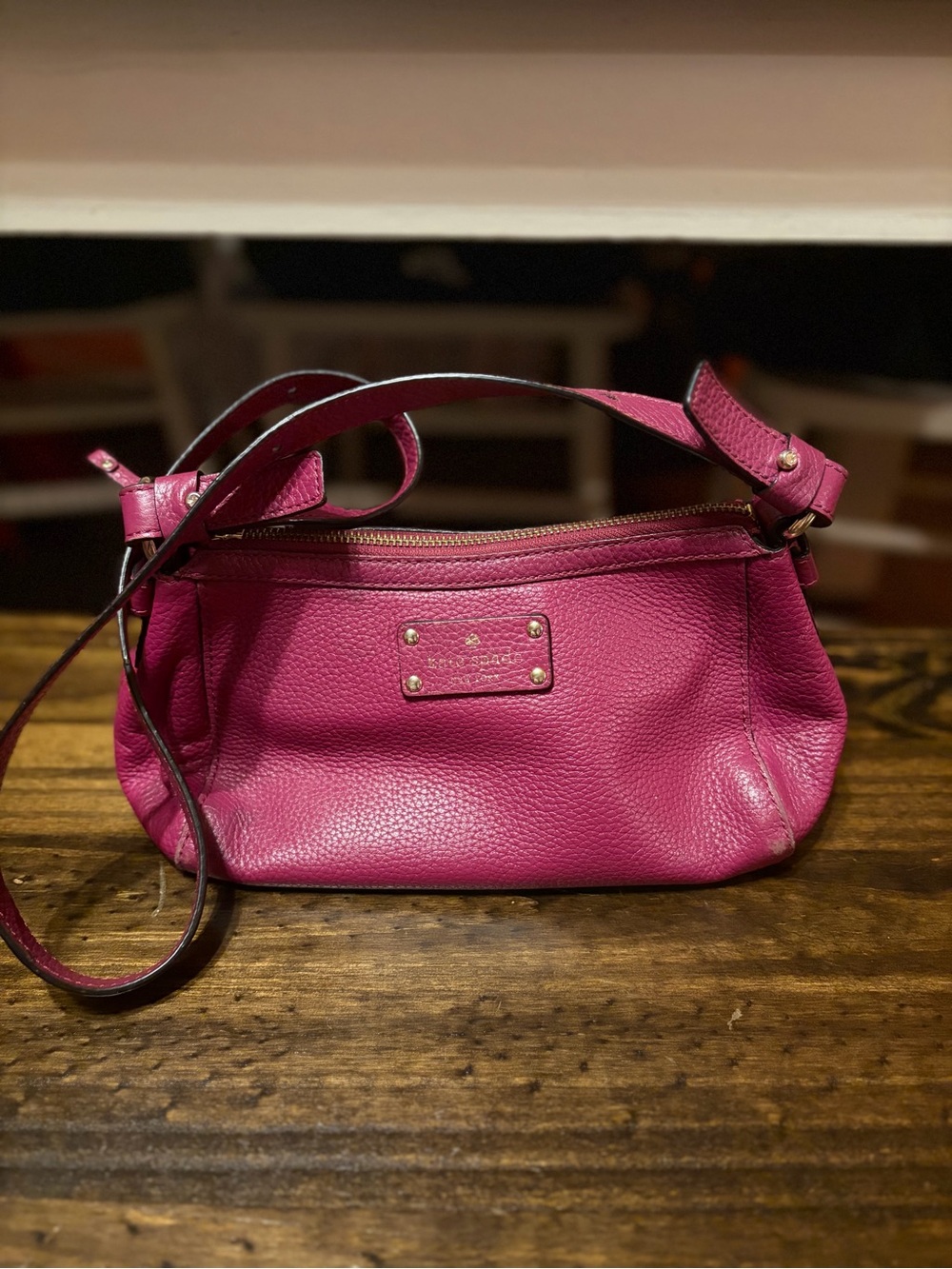kate spade Magenta Pebbled Leather Shoulder Bag